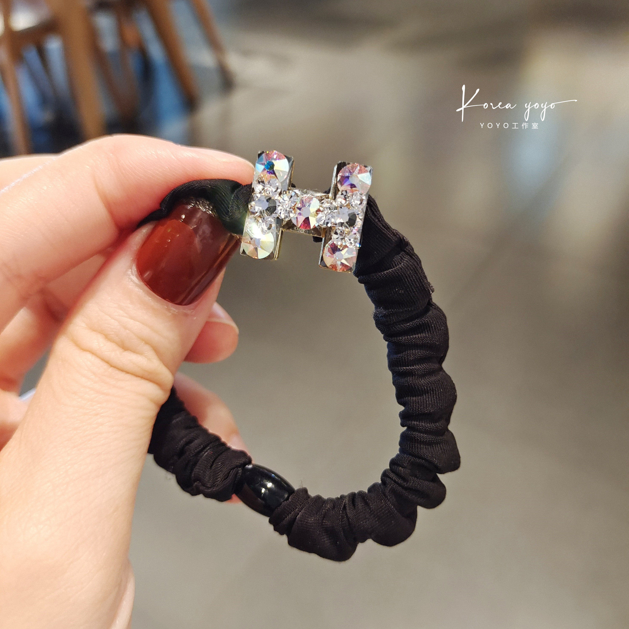 精致简约发圈水钻镶钻粗发绳头绳扎头发头饰头花皮筋