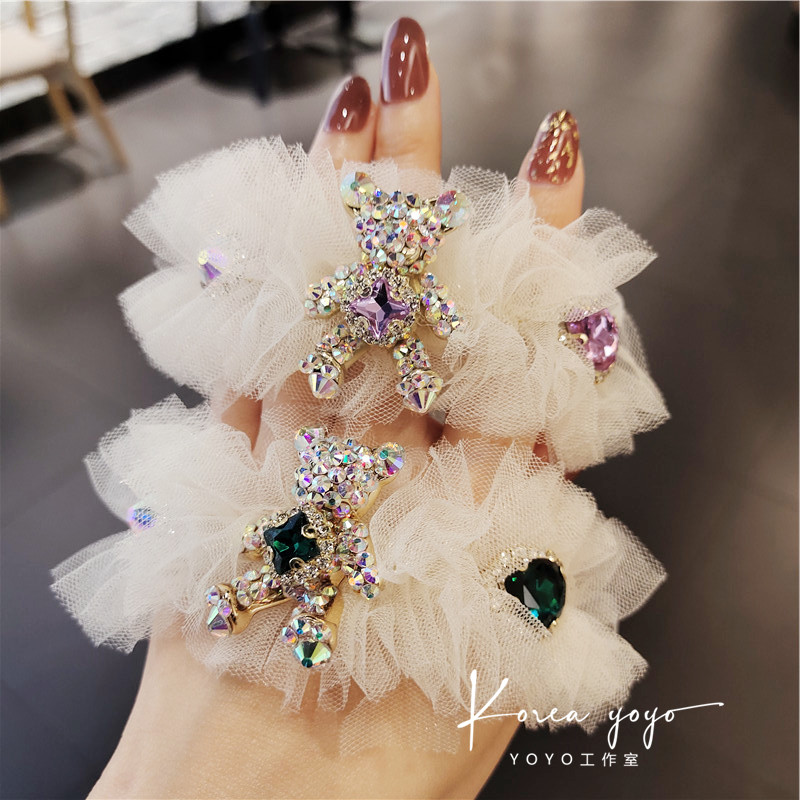 蕾丝镶钻发绳森女系头饰刘海边夹