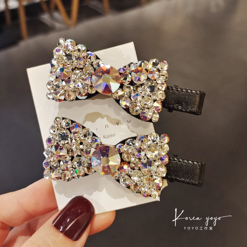 满钻水晶精致皮质小刘海发夹