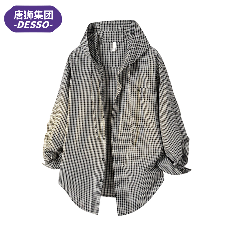 唐狮集团Desso格子衬衫男款春秋季休闲宽松长袖衬衣外套上衣潮