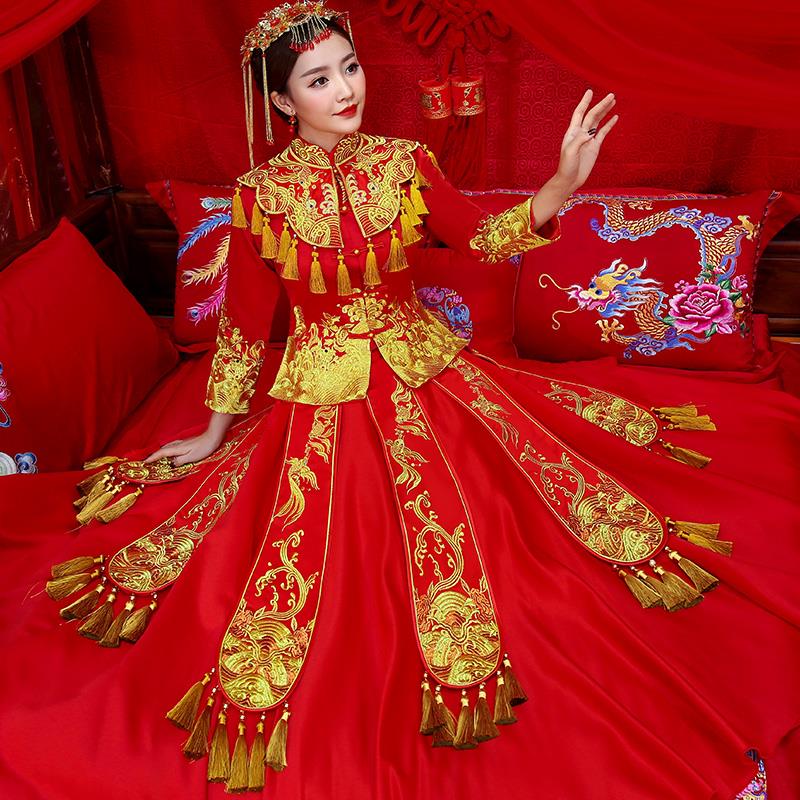 新娘2018新款中式婚纱结婚礼服中国风和服流苏嫁衣出阁服夏|msdalam kategori Butik wanita / wanita, perkahwinan/Cheongsam/pakaian, Cheongsam - dari Buy2taobao.com untuk memberikan perkhidmatan ejen Taobao profesional membeli