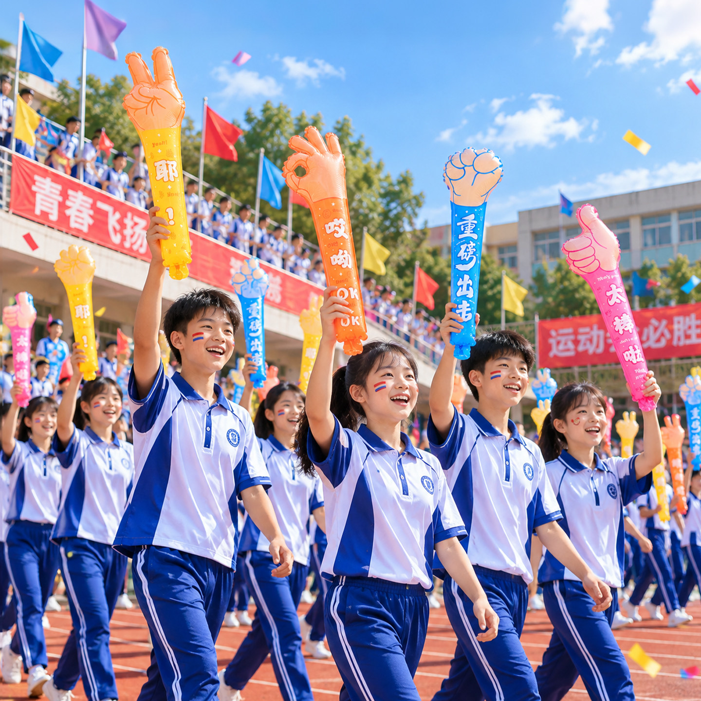 运动会入场创意道具氛围手持气球加油棒学校初中高中开幕式拉拉队