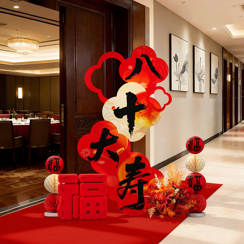 老人八十大寿宴会场祝寿布置KT板