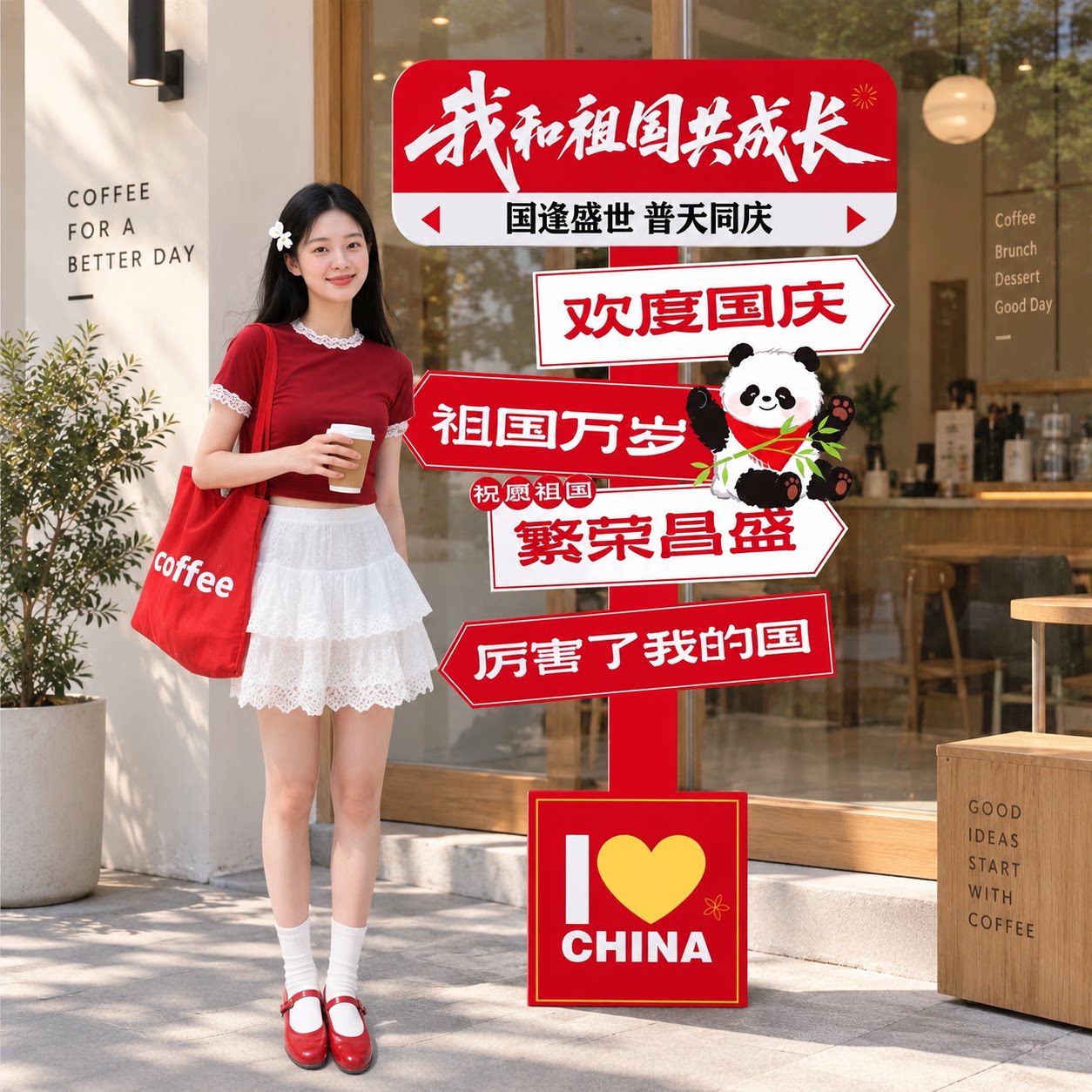 国庆节氛围布置场景装饰打卡墙图片