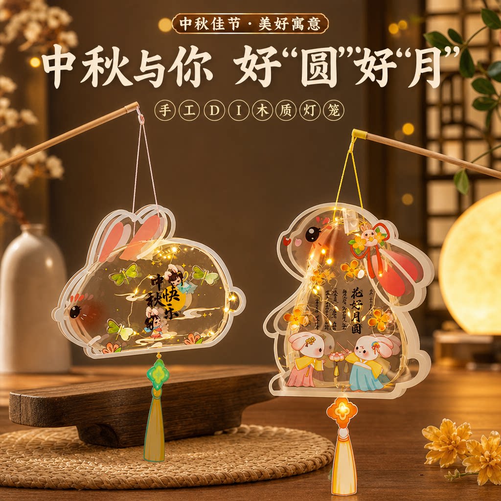 中秋节灯笼户外集市庙会古风花灯图片