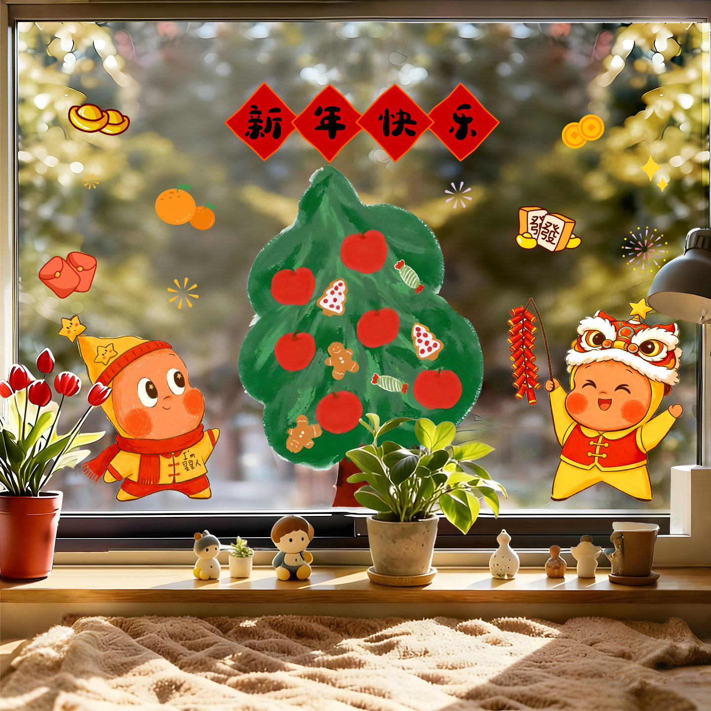 新马年窗花静电贴星星人贴纸门贴玻璃窗贴新款高级氛围感2026装饰,家居饰品,软装墙贴,淘宝优惠券,粉丝福利购,淘宝优惠卷