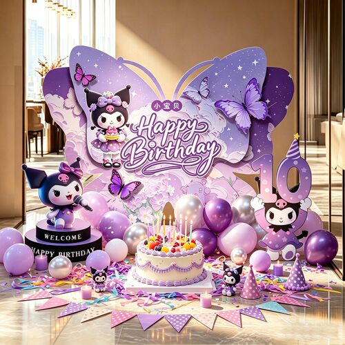 库洛米主题生日布置背景墙