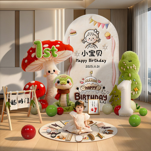 【韩系周岁】女宝周岁生日布置