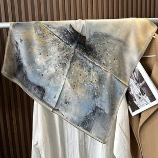 芭蕾舞时尚印花真丝70方巾夏季新款女生高级感显白丝巾