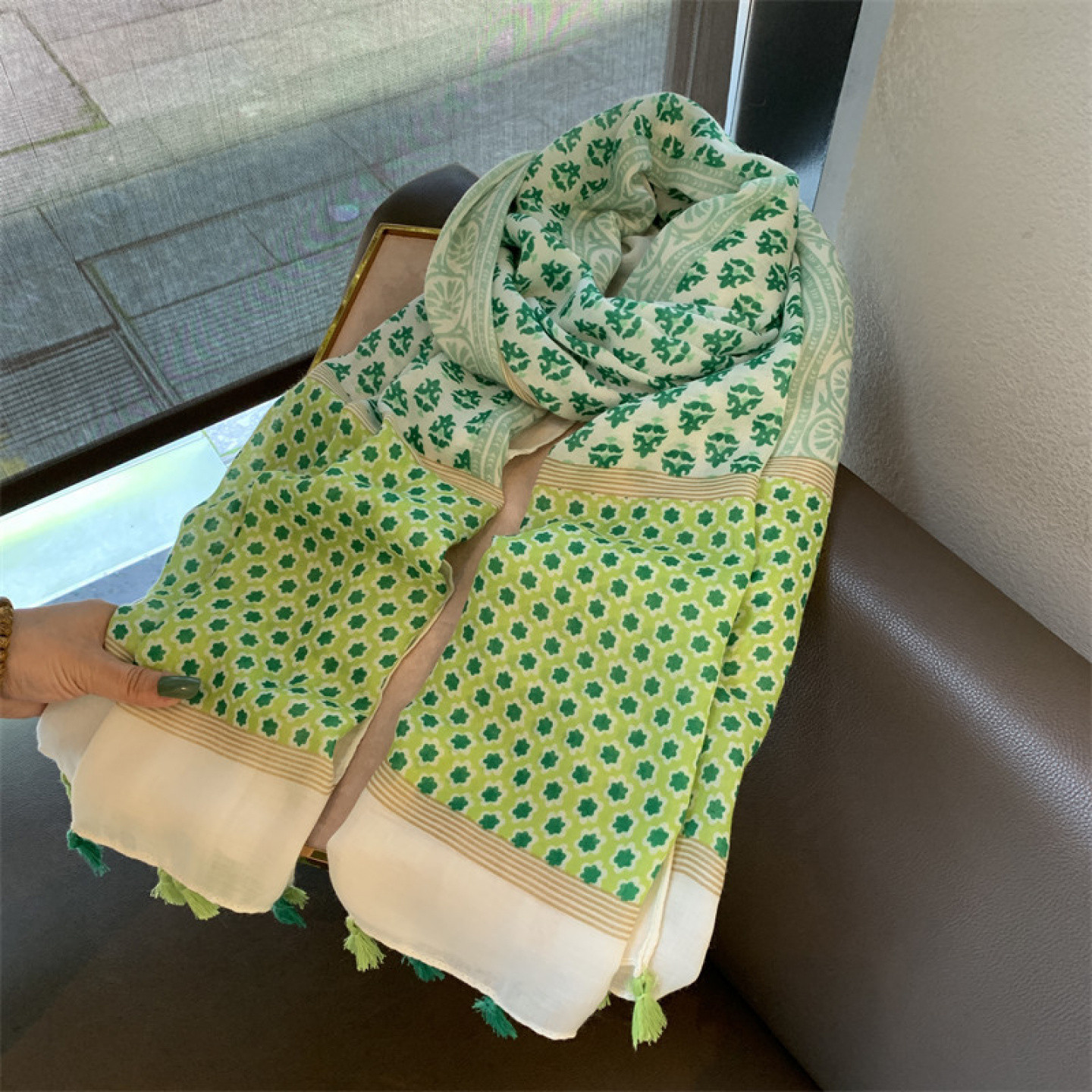 田园小碎花棉麻防晒两用披肩丝巾