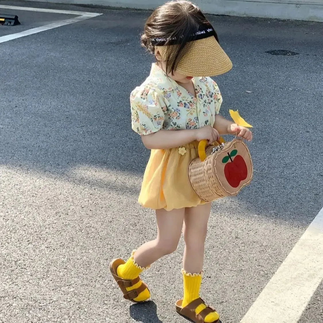 2025夏季新款韩版童装女童泡泡袖碎花衬衫套装儿童灯笼短裤两件套