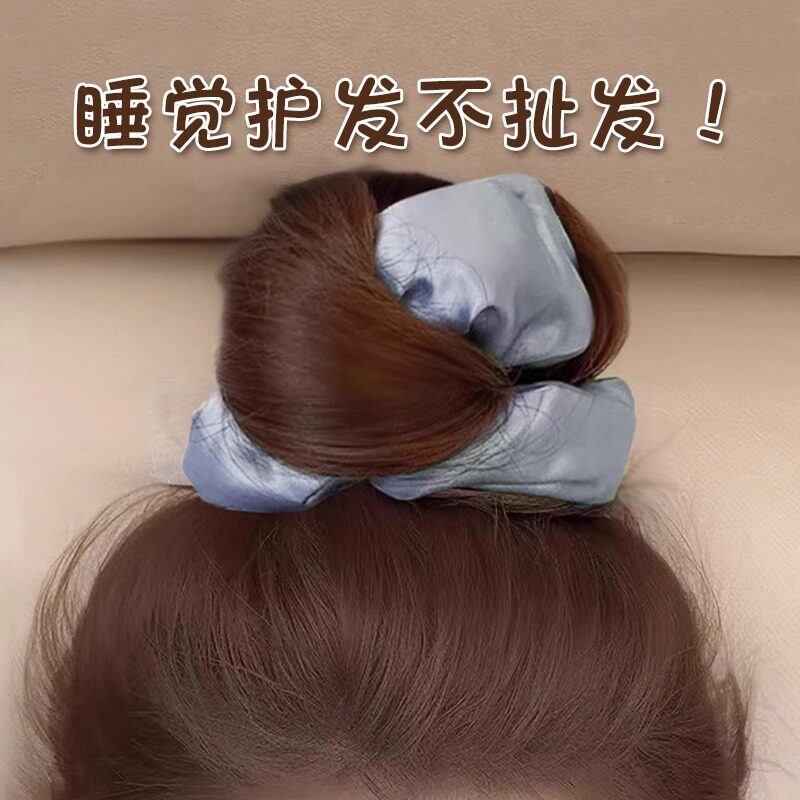缎面大肠发圈高级感丸子头新款