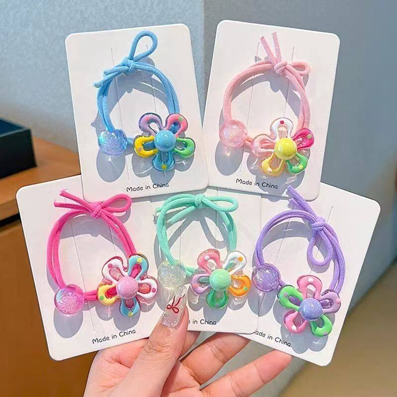 甜美花朵发圈儿童亚克力手工DIY彩色发绳糖果色头饰