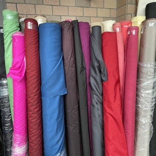 双宫泰丝绸塔夫绸玫红酒红白色黑色衬衫面料礼服挺括桑蚕真丝布料