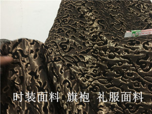 秋冬季节喜庆黑季亮金色时装面料旗袍晚装礼服裙子布料免烫土豪金
