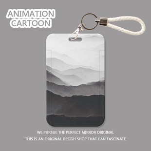 冷淡风山景学生食堂饭卡胸牌卡套校园卡公交羊城通地铁门禁工作证