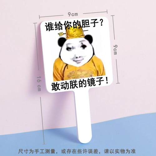 龙图手持镜搞怪小镜子沙雕表情包稀奇古怪镜子便携化妆镜手柄镜