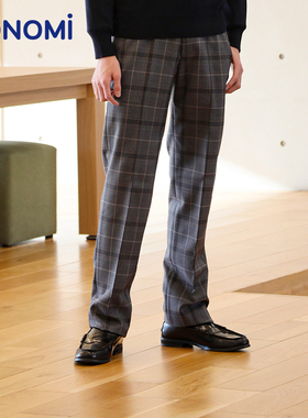 conomi日系学院风男裤子格纹dk制服高腰直筒休闲裤羊毛正版西装裤
