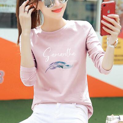 2件】纯棉长袖t恤女装秋装2023年新款宽松打底衫女士早秋季上衣服