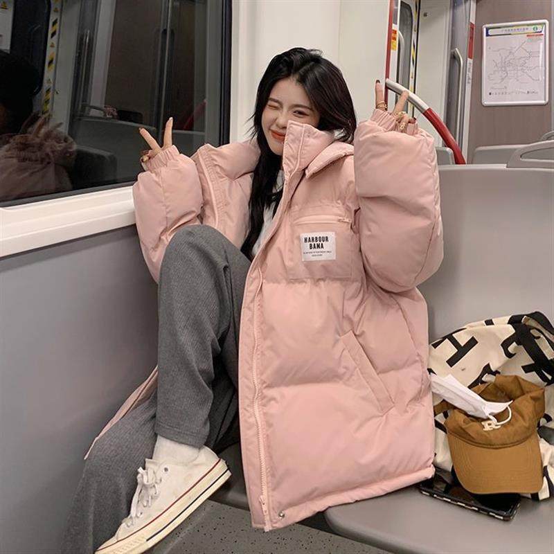 粉色棉衣羽绒棉服女冬季2024新款短款学生棉袄韩版加厚面包服外套