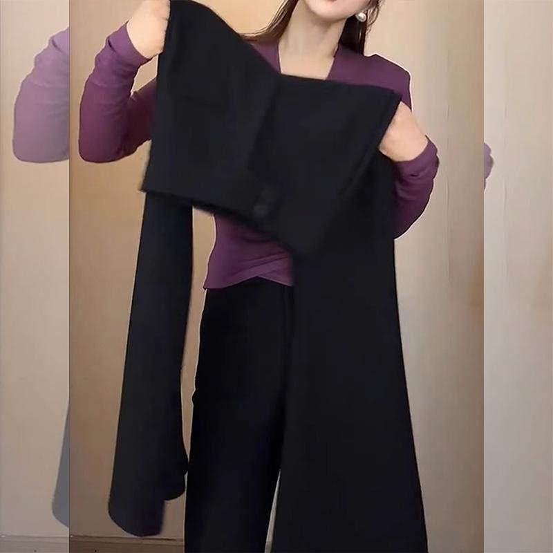 黑色西装微喇叭裤女春秋2025新款小个子马蹄裤高腰显瘦裤垂感裤子