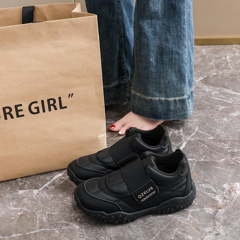 牛皮运动休闲鞋女2025新款冬季轻便防滑孕妇鞋魔术贴不累脚大棉鞋