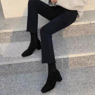 黑色微喇牛仔裤女2024年春秋新款爆款小个子女士秋冬加绒喇叭裤子