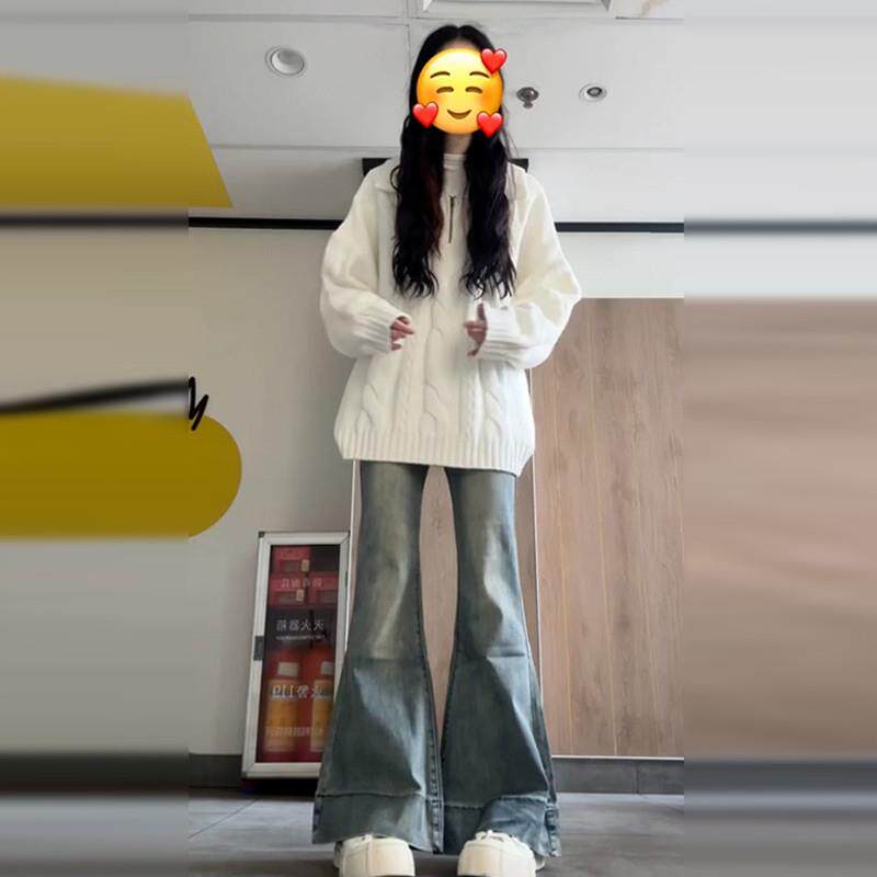 韩系学院风翻领毛衣女秋冬穿搭慵懒高级感宽松套头针织衫长袖上衣