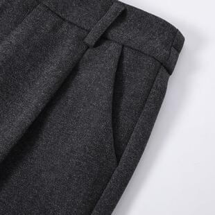 毛呢马丁靴裤子搭配女秋冬小个子哈伦小脚西裤显瘦2024春秋烟管裤