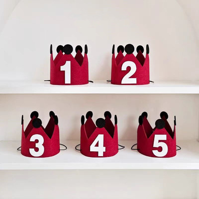 小红书红色皇冠生日帽子