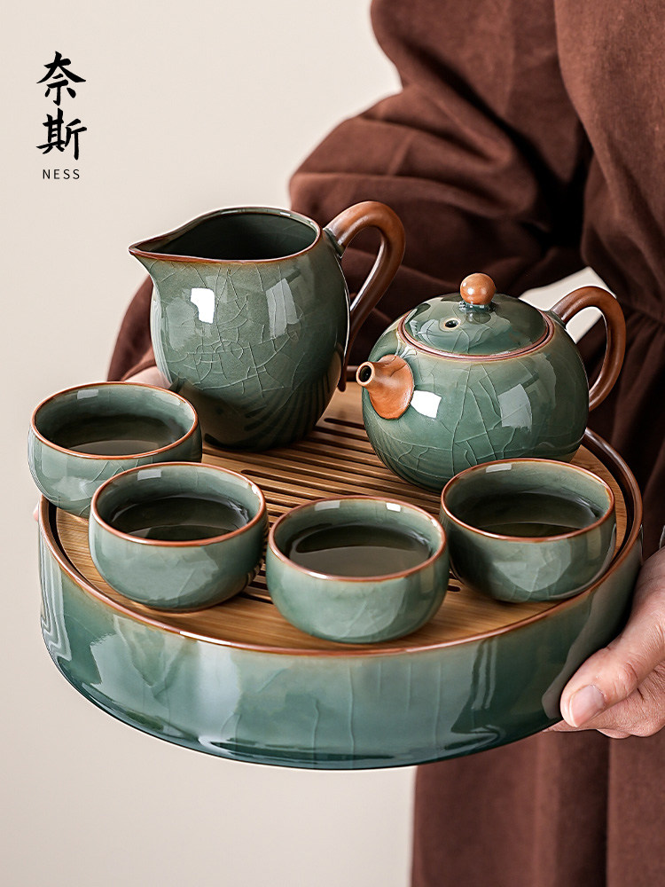 2025新款葛窑功夫茶具家用轻奢高端茶壶饮用茶杯成套小茶具