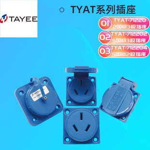 上海天逸TYAT-712202/712202S/712204S国标二三级插座10A工业插座