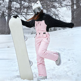 awka2026新款滑雪背带裤女款防水保暖单板双板加棉背带滑雪裤女款