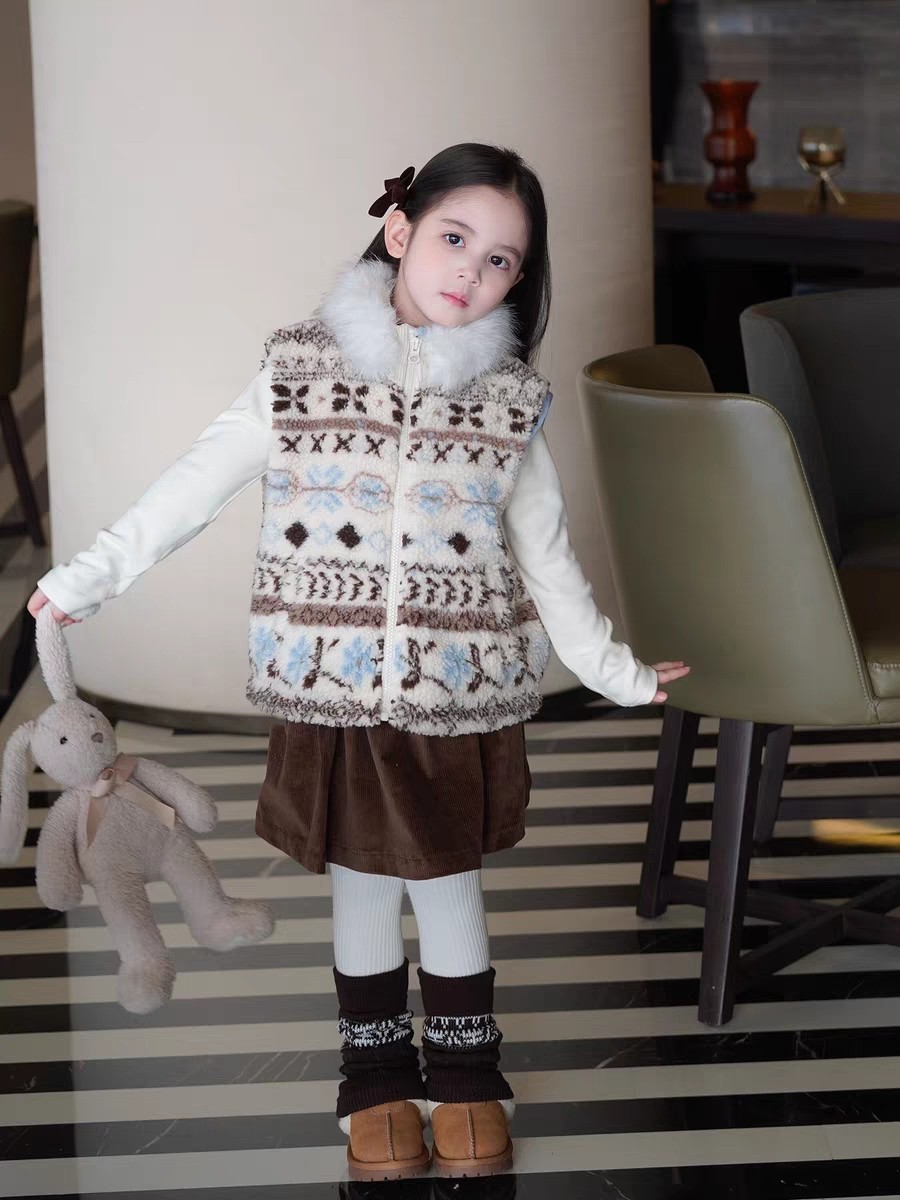 冬季新款圣诞费尔岛复古提花羊羔绒马甲套装女童冬保暖上衣外套,童装/婴儿装/亲子装,套装,淘宝优惠券,粉丝福利购,淘宝优惠卷