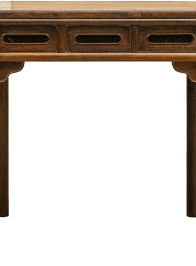 清代红木劈料裹腿鱼门洞方桌