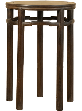 红木罗锅枨五足圆香几