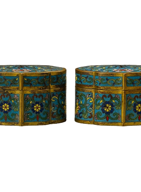 铜胎掐丝珐琅如意形香盒