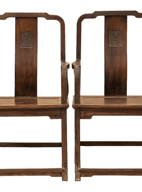 红木寿字纹方材南官帽椅