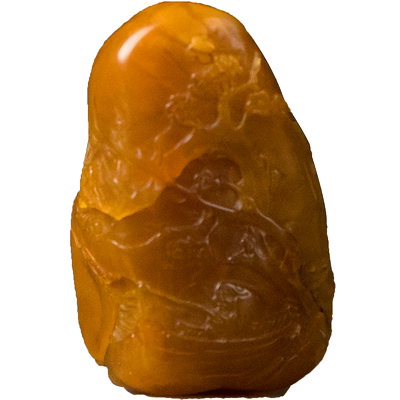 清代田黄石雕梅下垂钓图把件