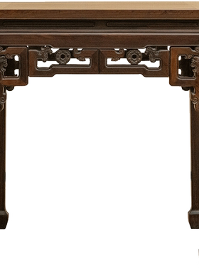 红木透雕夔龙玉璧纹方桌