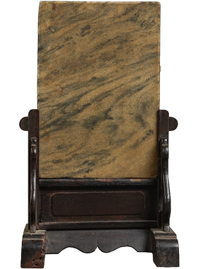 红木座云石砚屏中式摆件