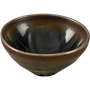 清代 建窑兔毫盏(口沿包银)老物件文玩古董瓷器艺术品收藏茶杯