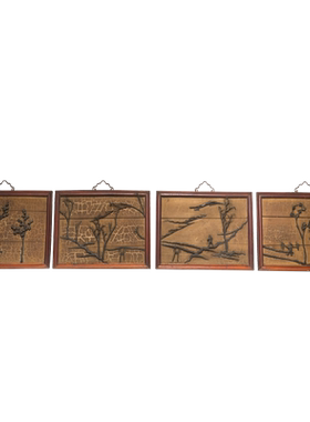 清代漆地铁树开花挂屏古董老物件