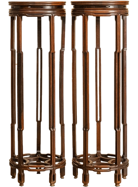 清代红木鱼门洞五足高花几