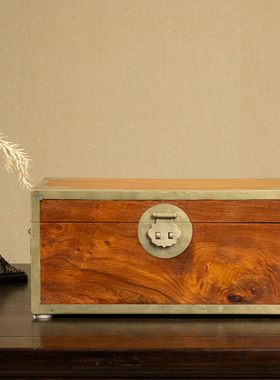 黄花梨铜包角文房盒摆件