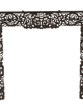 红木透雕葫芦万代门罩