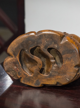 清代 竹雕浏海戏金蟾摆件老物件文玩古董收藏竹制艺术品总是摆件