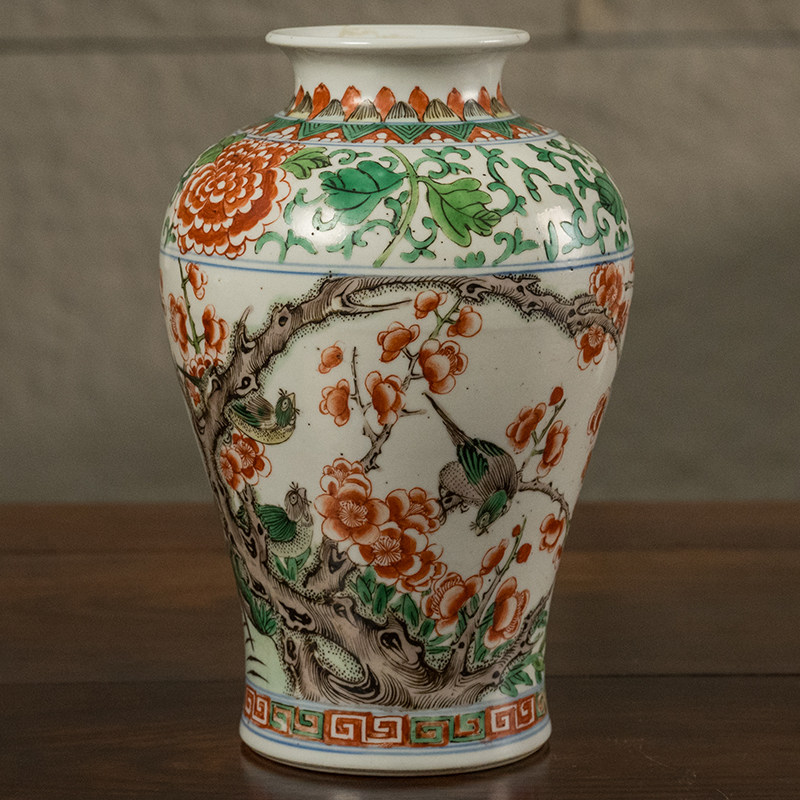 清代五彩喜上眉梢赏瓶文玩古董瓷器收藏真品客厅办公室花瓶摆件