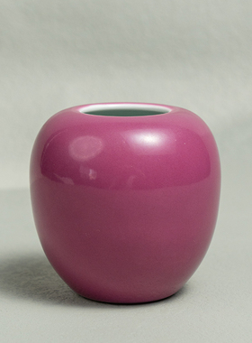 清代胭脂红釉苹果尊瓷器艺术品