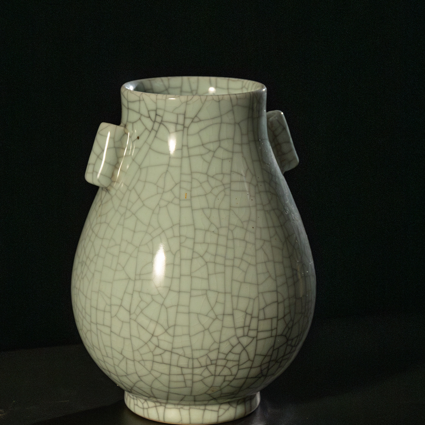 清代 哥釉贯耳瓶老物件文玩古董收藏瓷器艺术品中式装饰摆件赏瓶